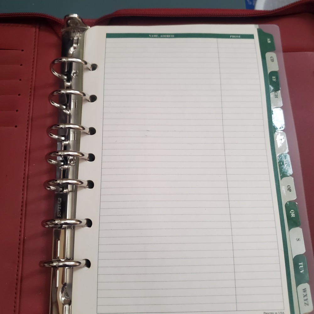 Franklin Covey Day One Classic Red Faux Alligator Binder Planner + New Inserts - Picture 8 of 11